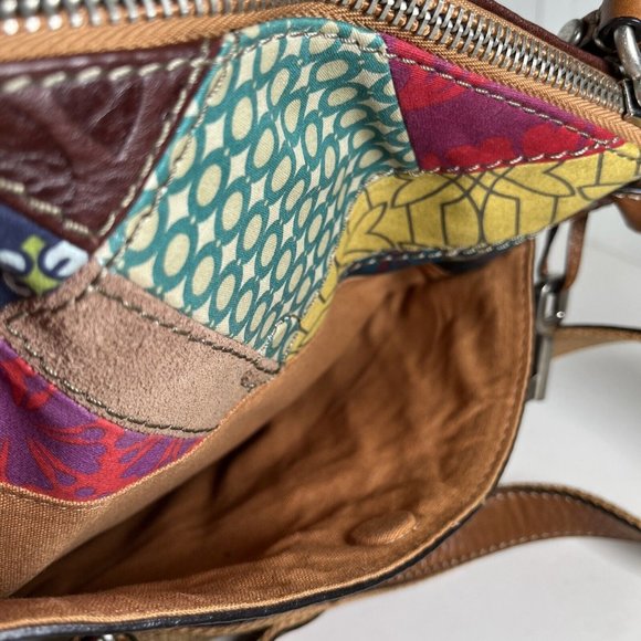 Fossil Slim Leather and Fabric Patchwork Crossbody Shoulder Bag - Picture 7 of 15